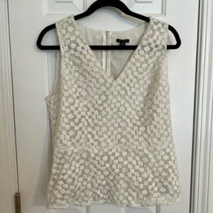 Ann Taylor White Patterned Tank Top- Size 10